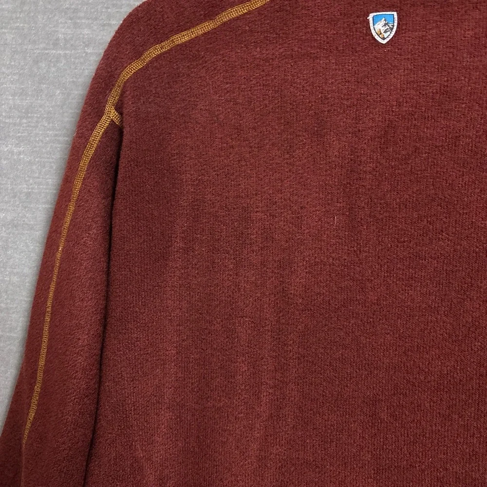 Kuhl Pullover Sweater M Red Brown Sherpa‎ Outdoor Hiking Warm Quarter Zip Casual